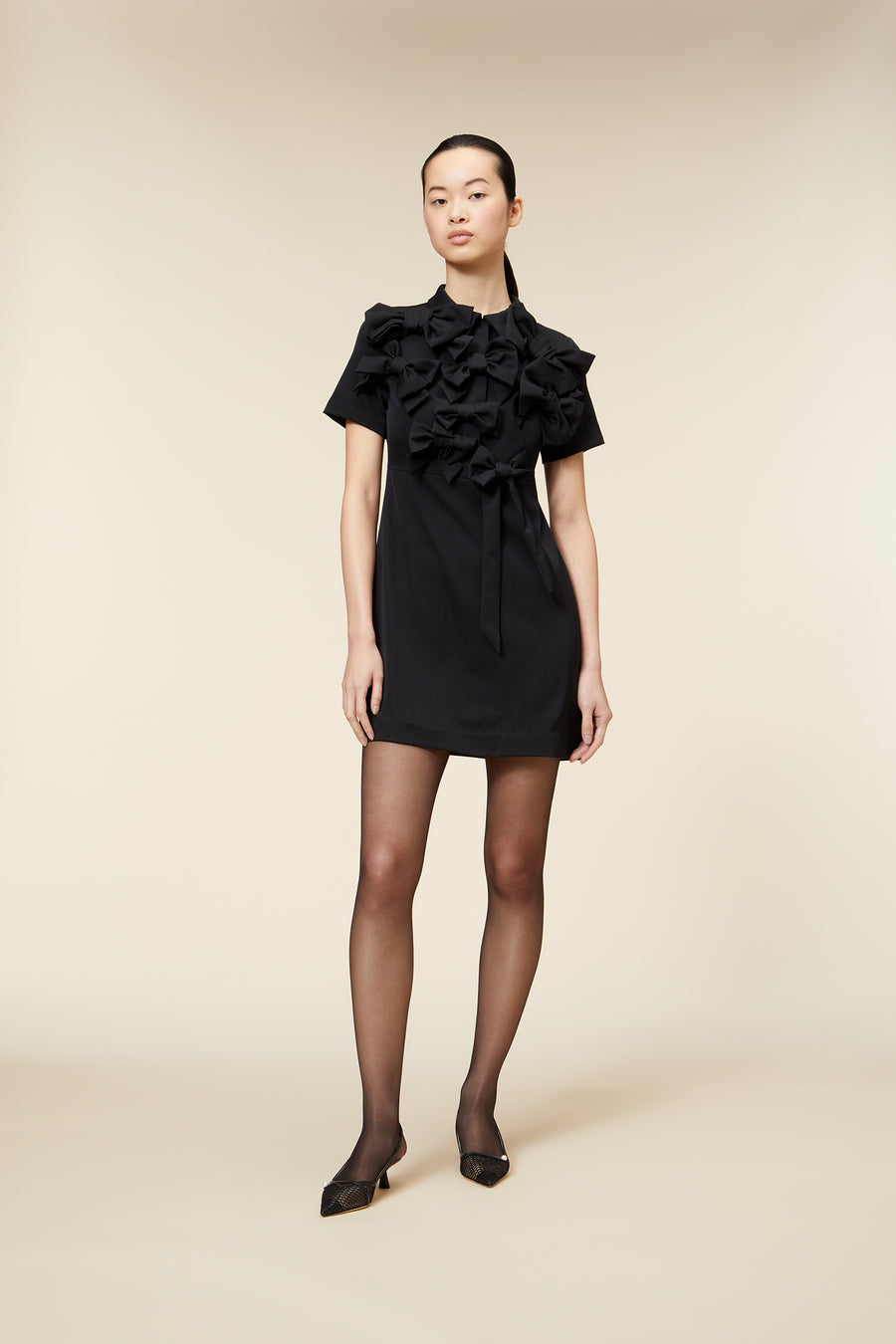 BOW BOUQUET WOOL POLO DRESS