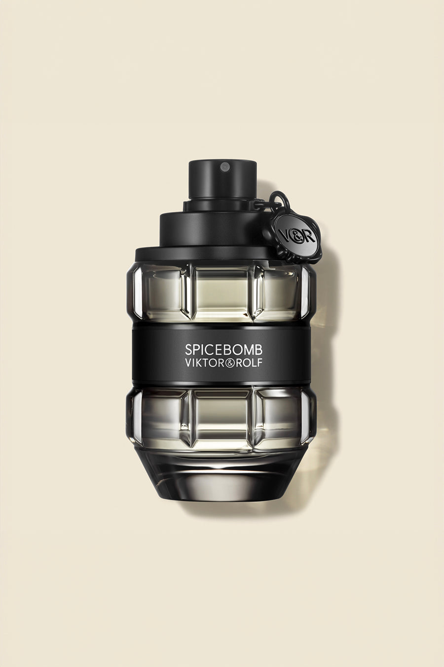 Spicebomb Eau de Toilette for men by Viktor & Rolf, in a grenade-shaped bottle with black and silver design, exuding warm, spicy notes.