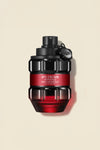 Grenade-shaped bottle of Spicebomb Infrared Eau de Parfum by Viktor & Rolf, sleek black and red design for men, exudes fiery spices.