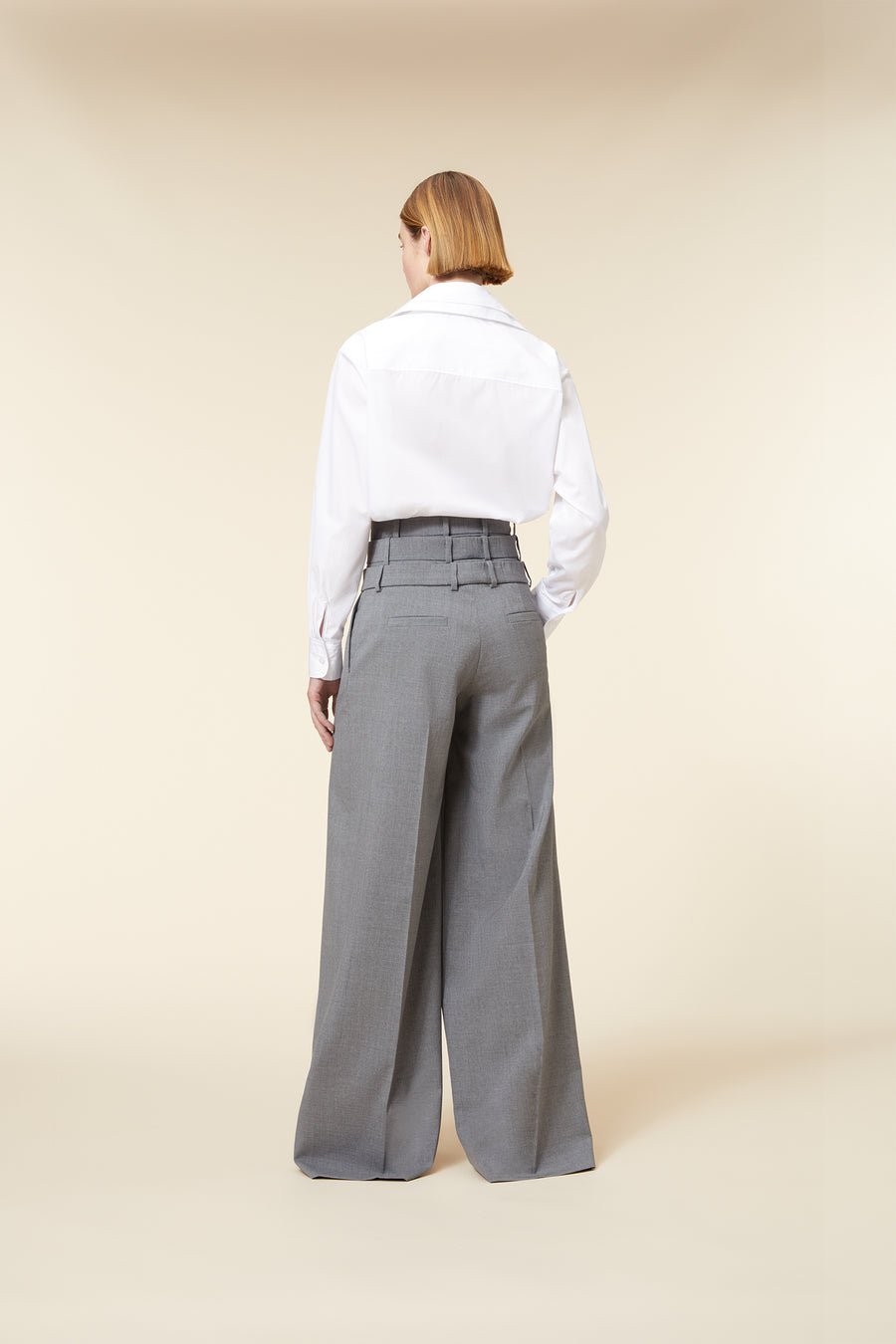 MULTI LAYERED WOOL TROUSERS