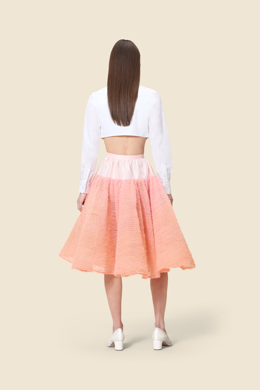 TULLE RUFFLE MIDI SKIRT