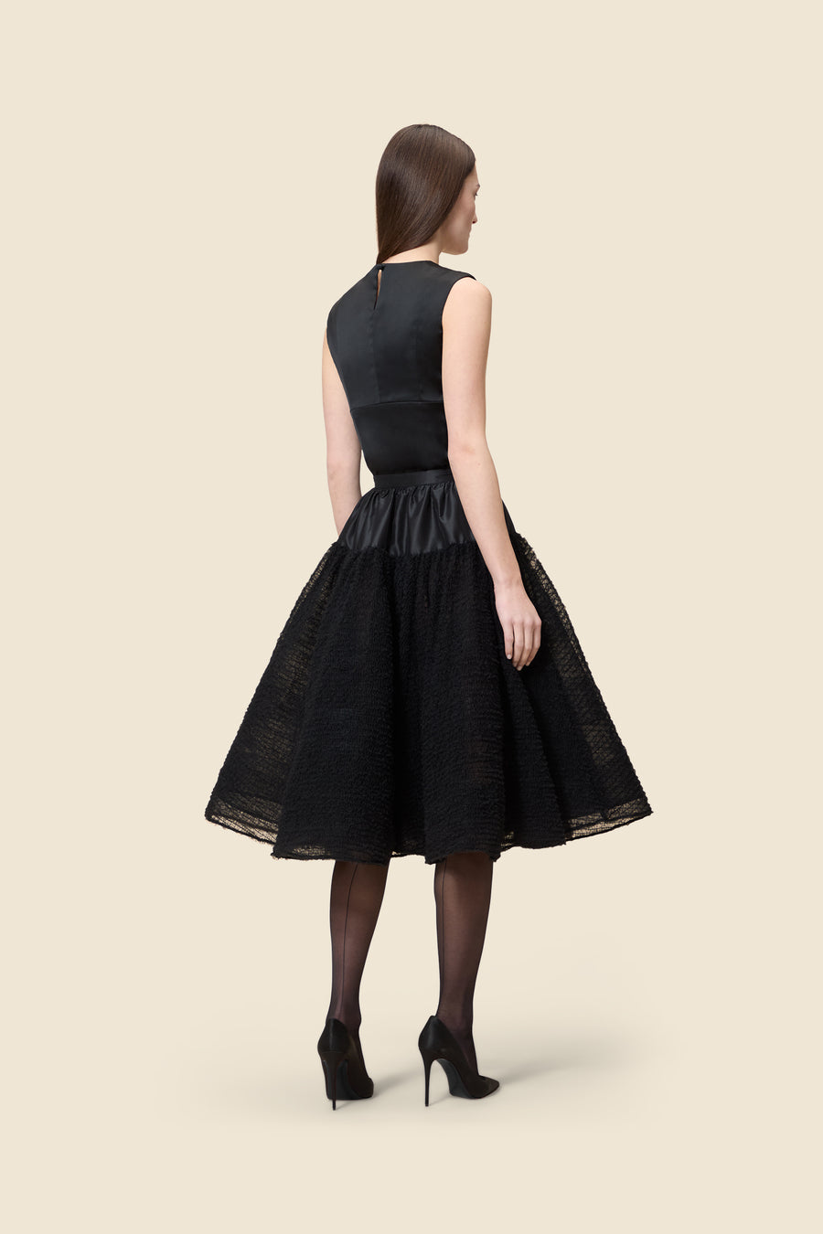 TULLE RUFFLE MIDI SKIRT