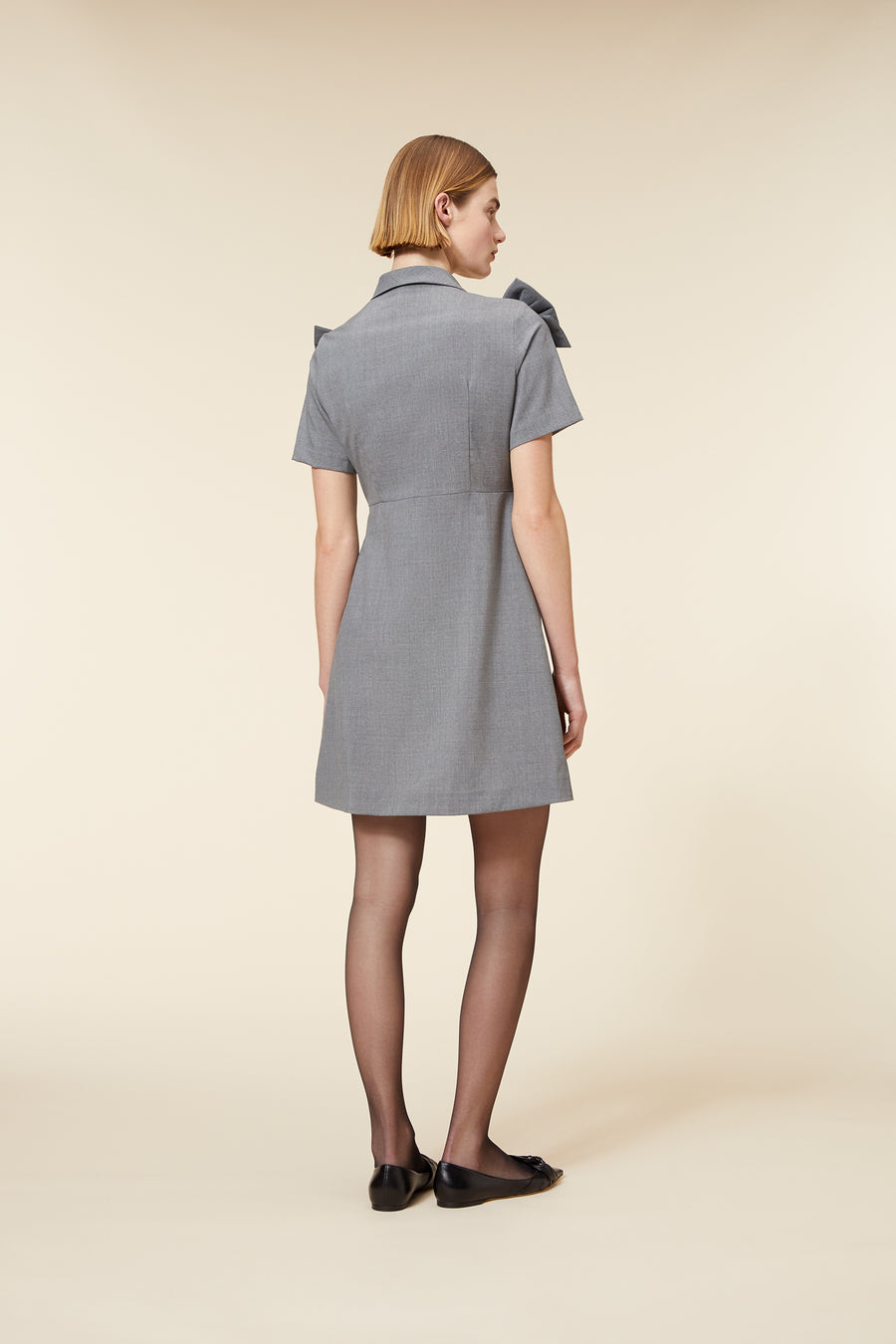 BOW BOUQUET WOOL POLO DRESS