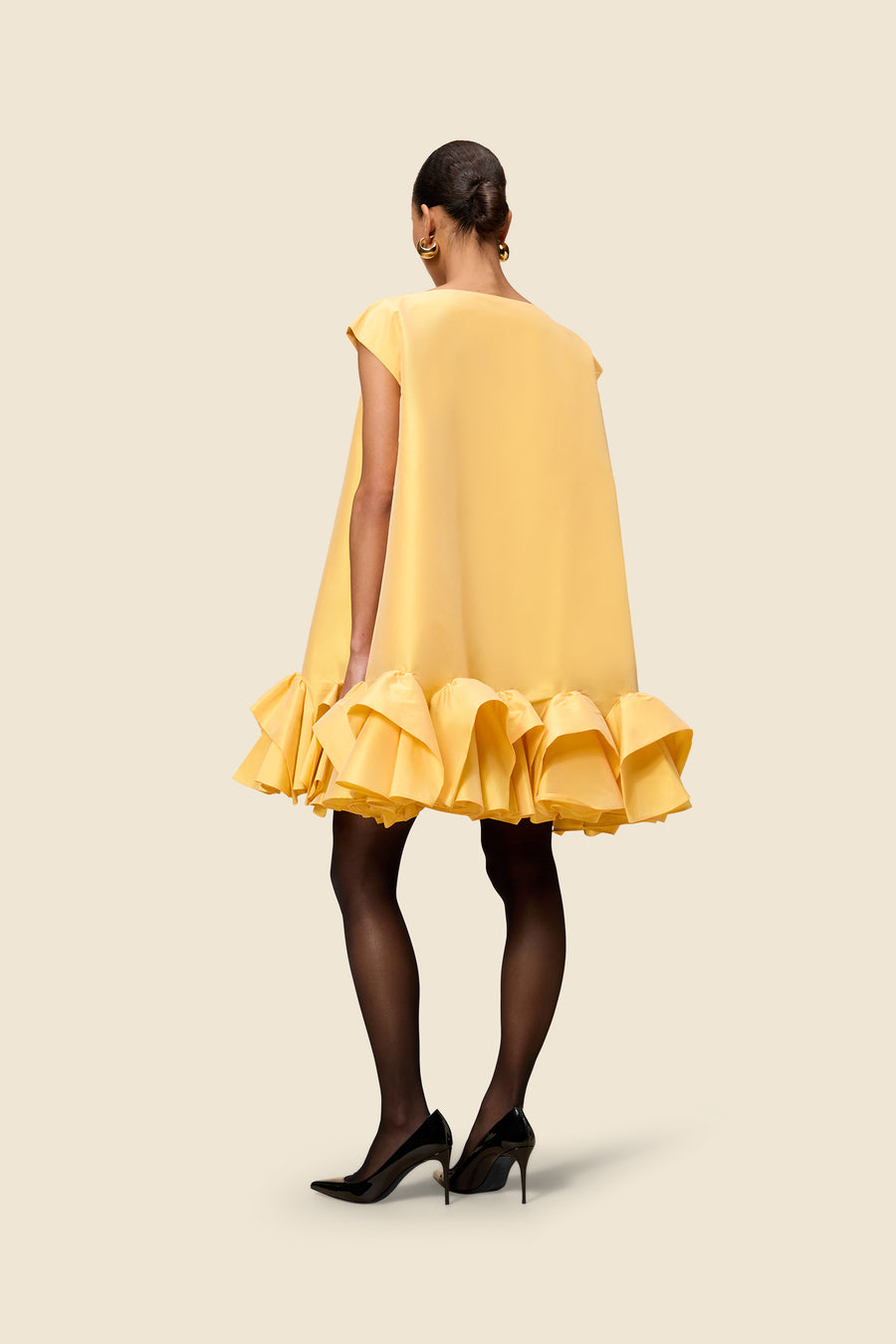 TUCK UP TAFFETA MINI DRESS