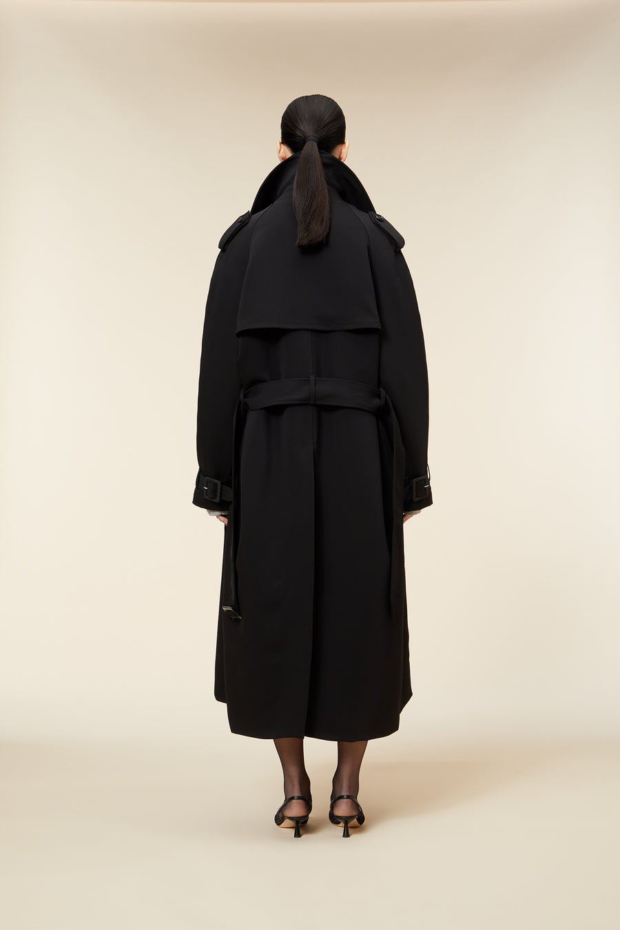 MULTI-LAYERED CREPE TRENCHCOAT