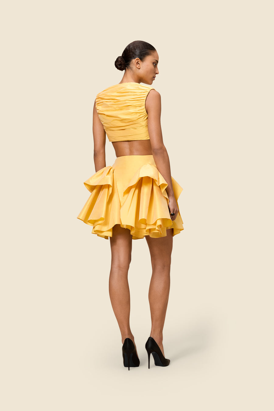 PLEATED TAFFETA CROPPED TOP