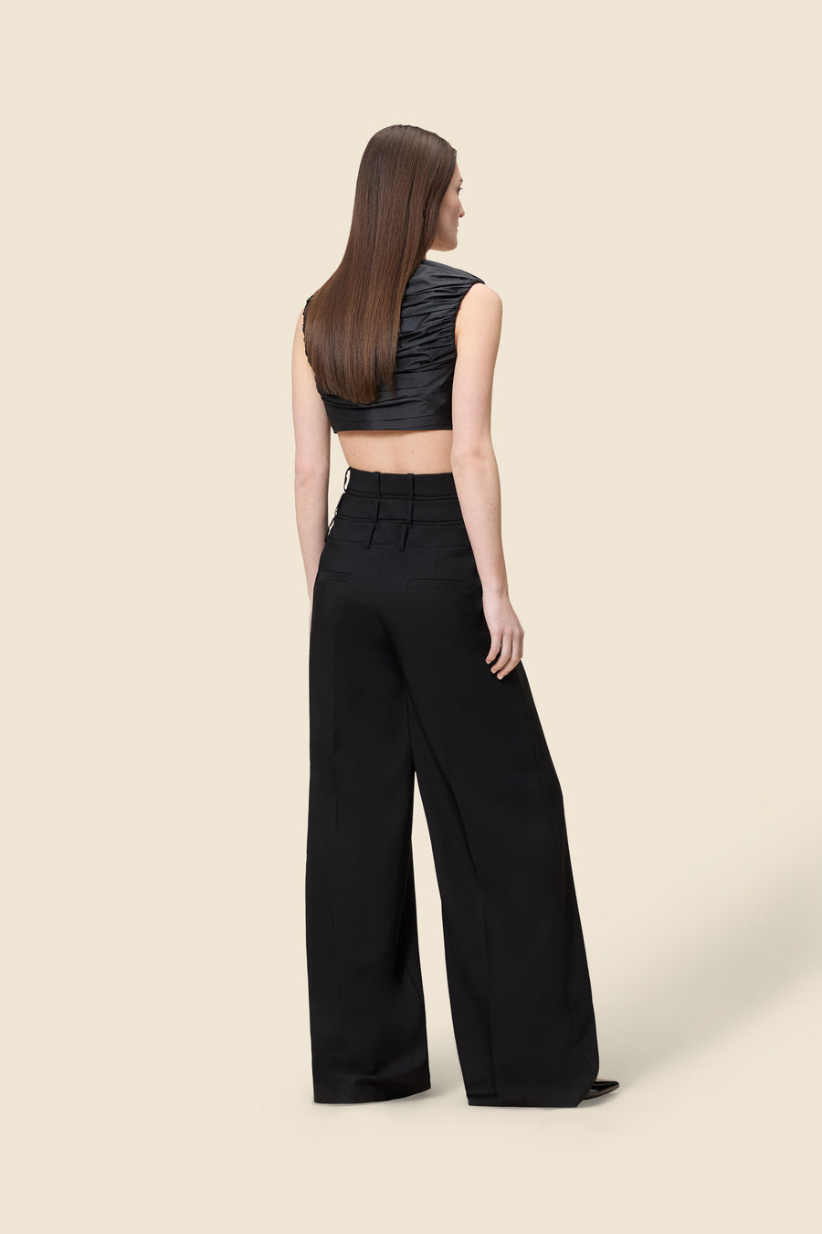 MULTI-LAYERED WOOL TROUSERS