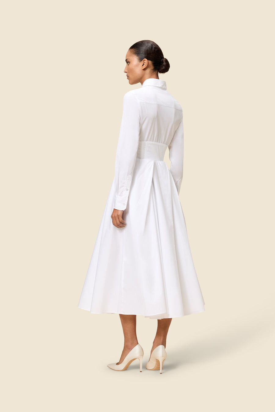 PLEATED POPLIN SHIRT DRESS