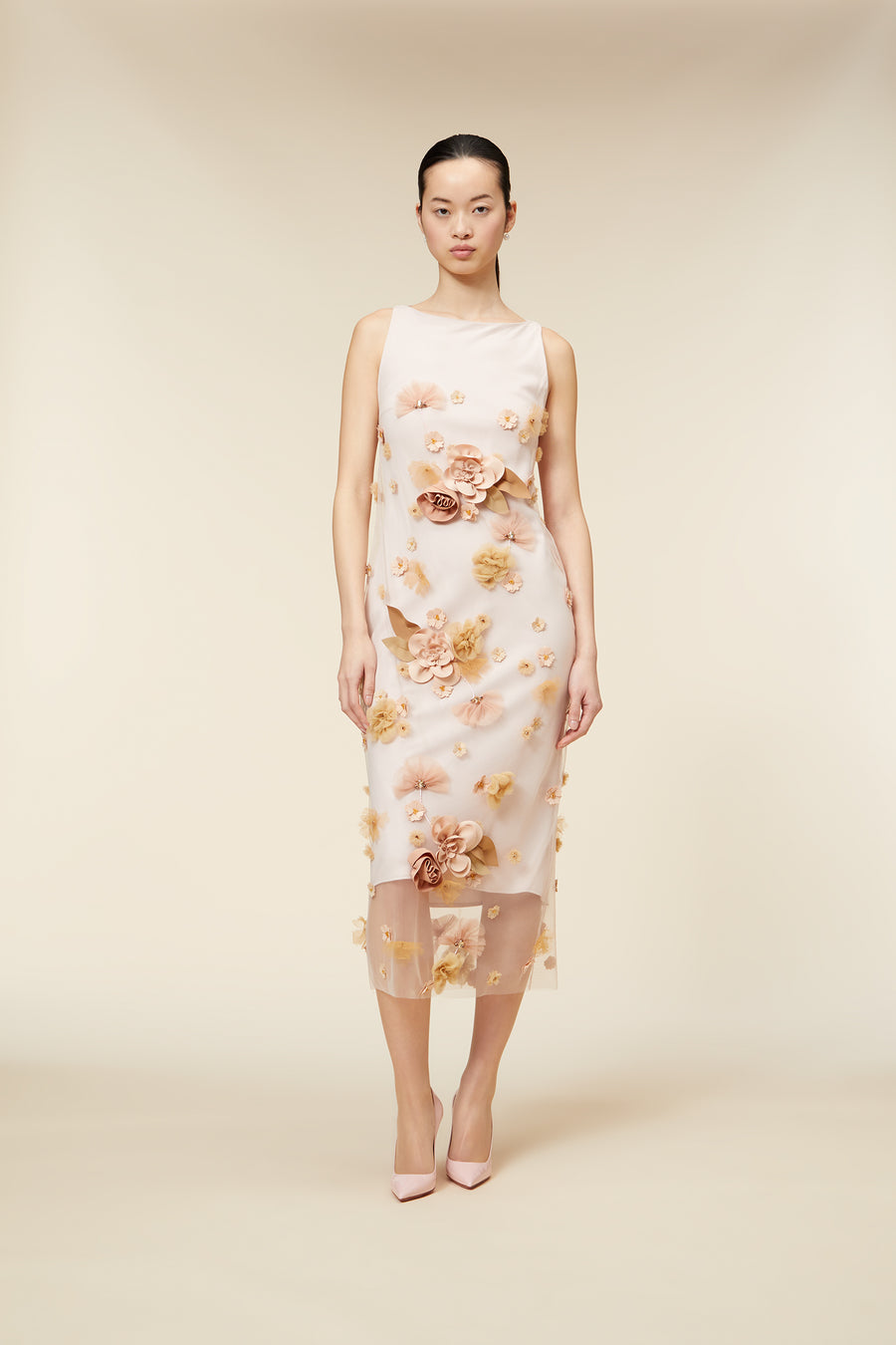 FLORAL EMBROIDERY MIDI DRESS