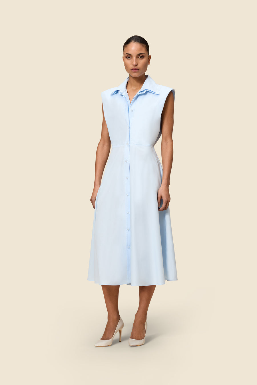 MULTI-LAYERED POPLIN SHIRT DRESS