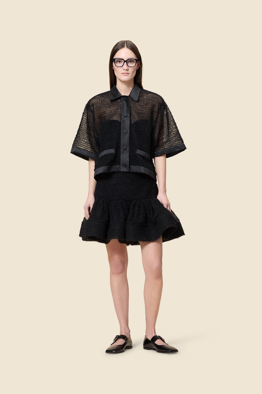 TULLE RUFFLE SHIRT