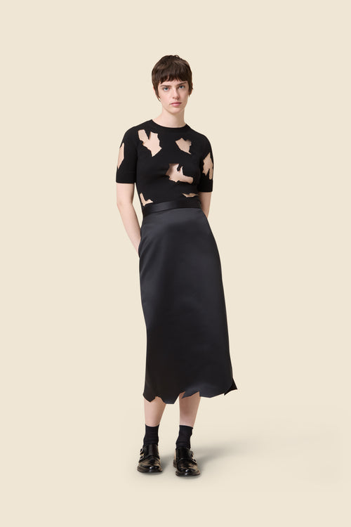 SATIN HEM CUT SKIRT