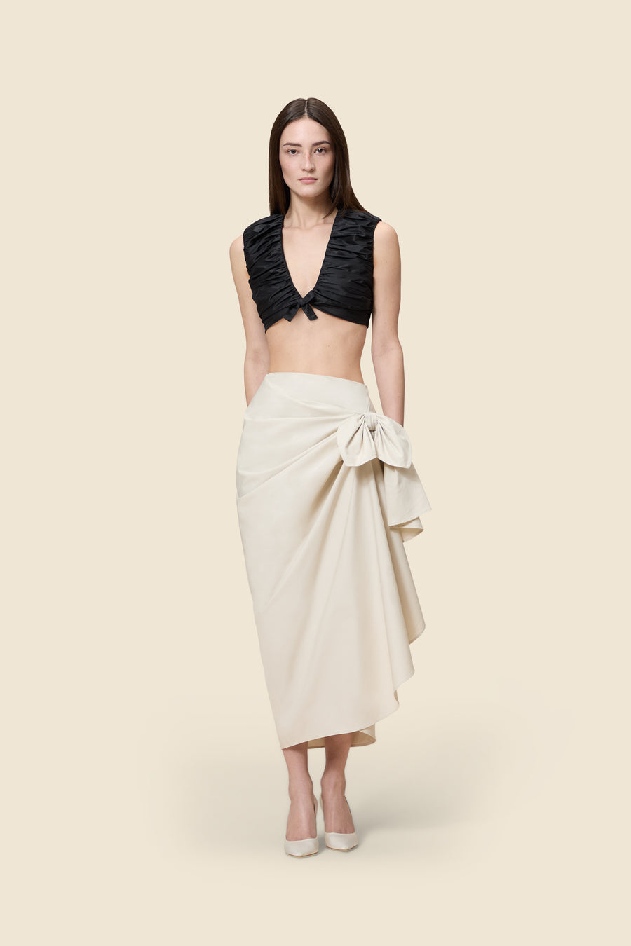 KNOTTED GABARDINE SKIRT