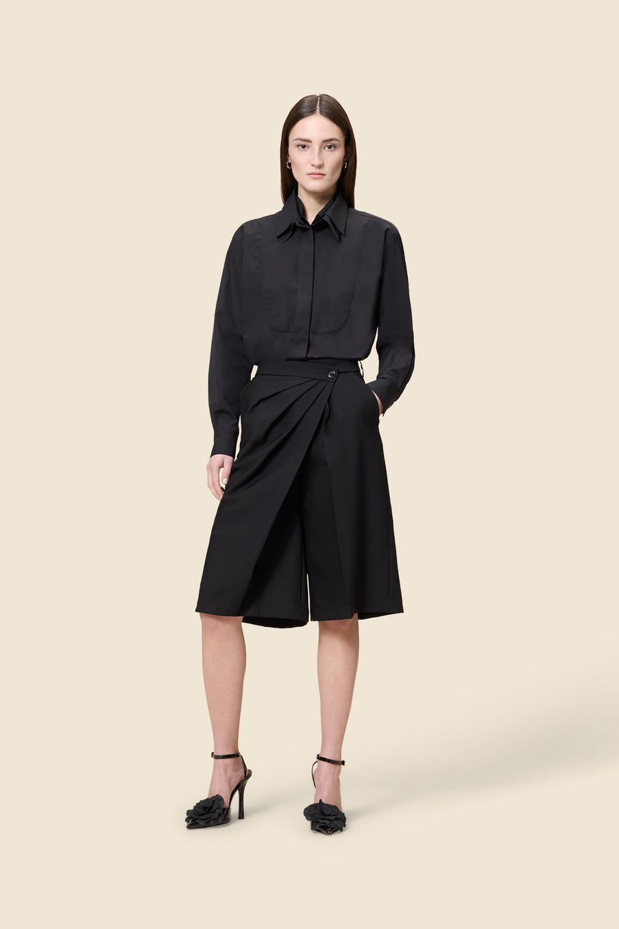 PLEATED WOOL CULOTTES