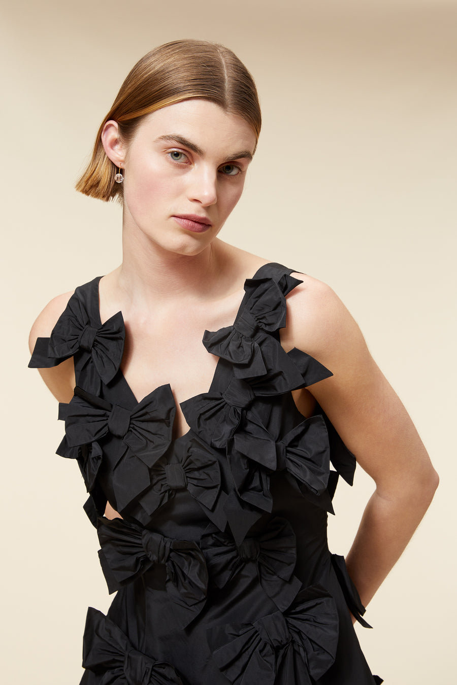 BOW BOUQUET TAFFETA MINI DRESS