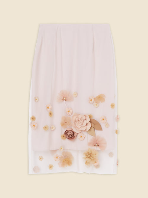 FLORAL EMBROIDERY MIDI SKIRT