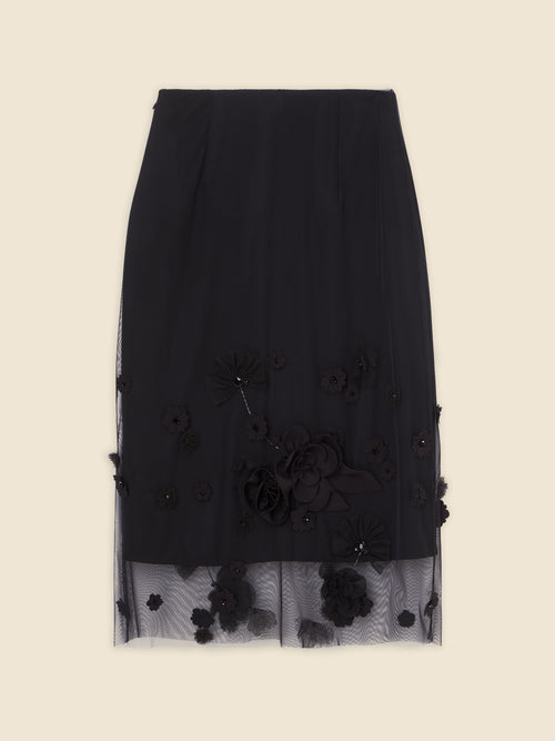 FLORAL EMBROIDERY MIDI SKIRT