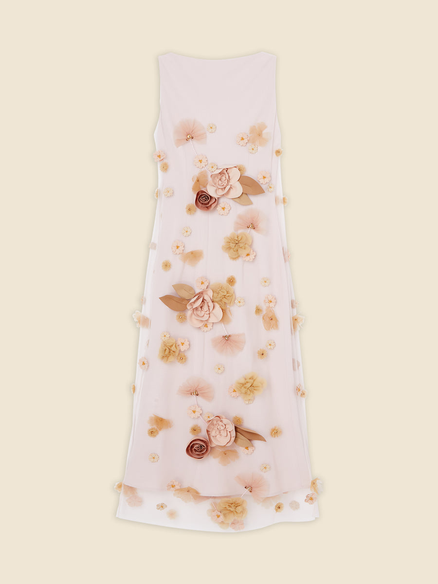 FLORAL EMBROIDERY MIDI DRESS