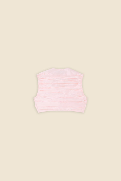 PLEATED TAFFETA CROPPED TOP