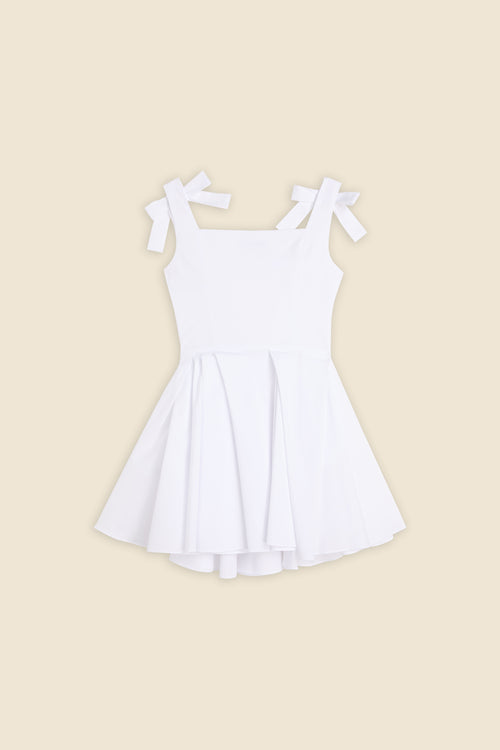 PLEATED POPLIN MINI DRESS