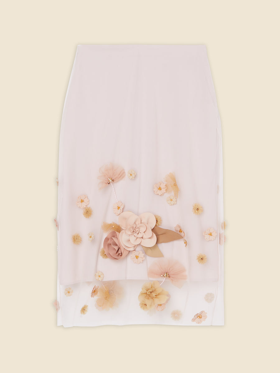 FLORAL EMBROIDERY MIDI SKIRT