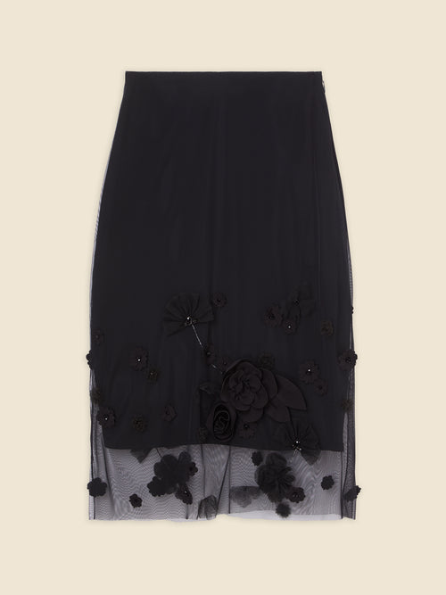 FLORAL EMBROIDERY MIDI SKIRT