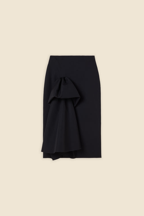 TUCK UP WOOL FITTED SKIRT