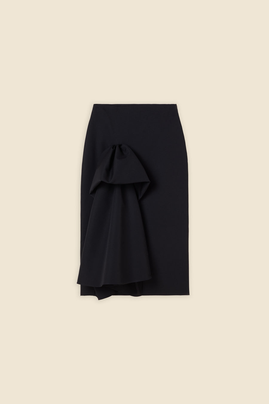 TUCK UP WOOL FITTED SKIRT