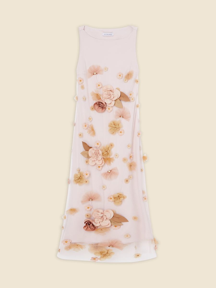 FLORAL EMBROIDERY MIDI DRESS