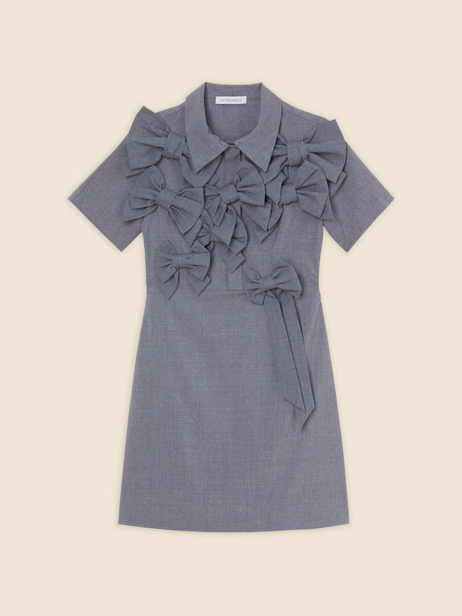 BOW BOUQUET WOOL POLO DRESS