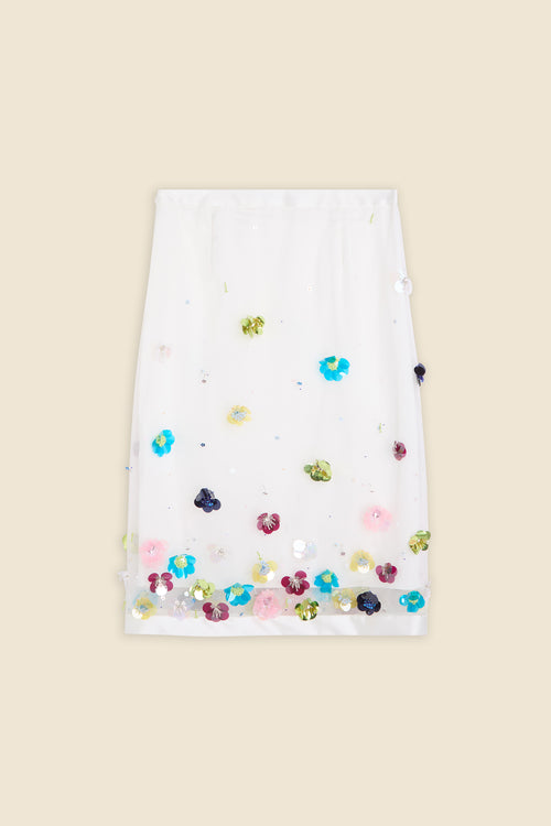 EMBROIDERY SILK MIDI SKIRT