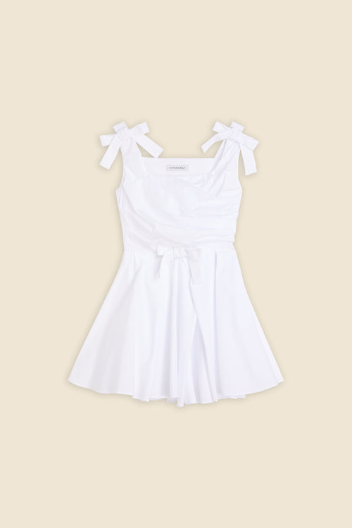 PLEATED POPLIN MINI DRESS