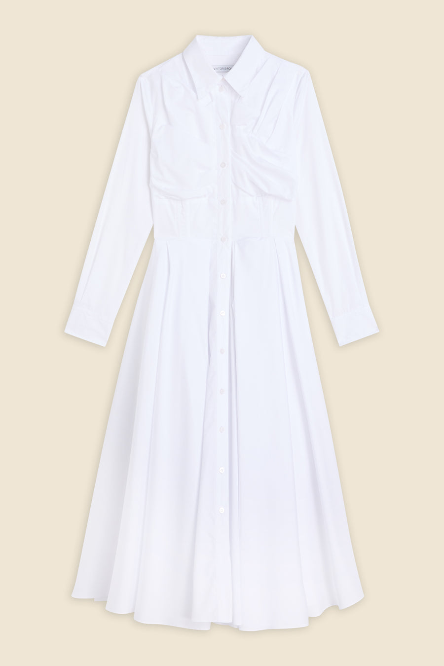 PLEATED POPLIN SHIRT DRESS