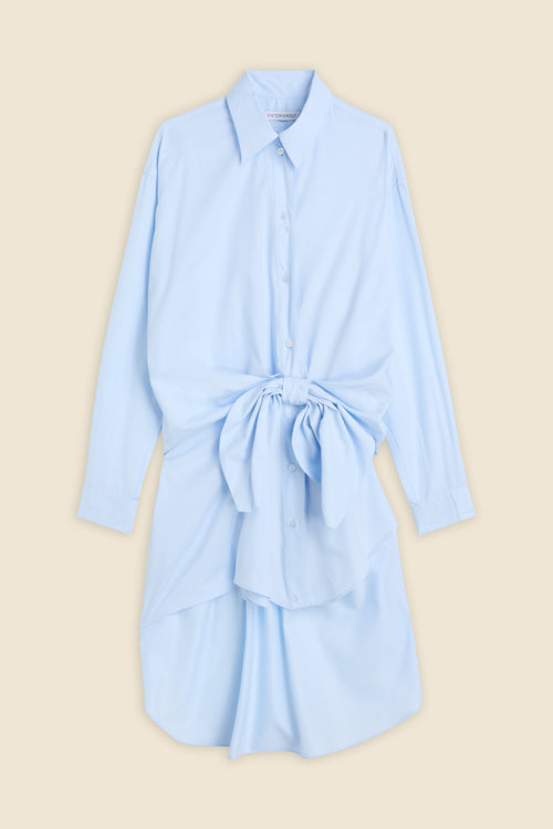 KNOTTED POPLIN SHIRT DRESS