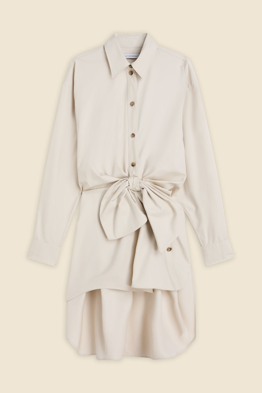 KNOTTED GABARDINE SHIRT DRESS