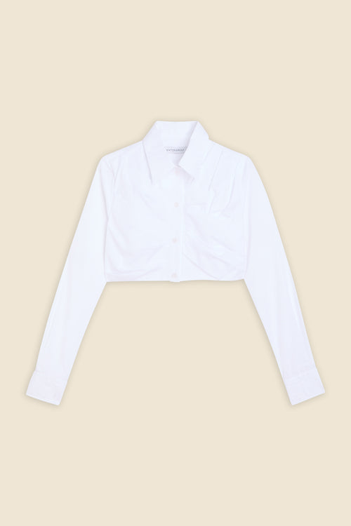 PLEATED POPLIN SHIRT