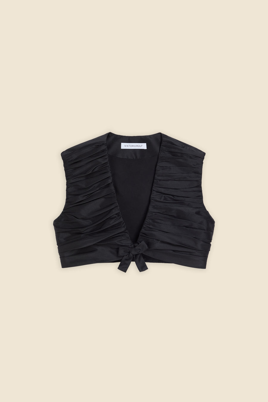 PLEATED TAFFETA CROPPED TOP