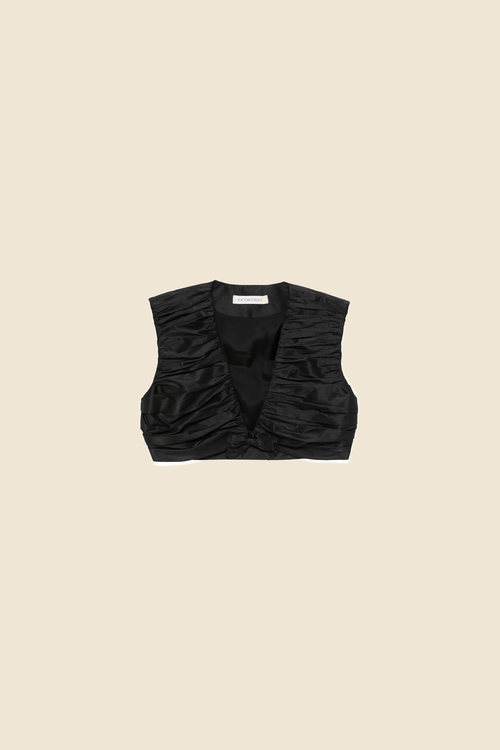 PLEATED TAFFETA CROPPED TOP