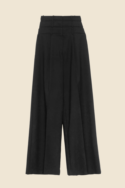 MULTI-LAYERED WOOL TROUSERS