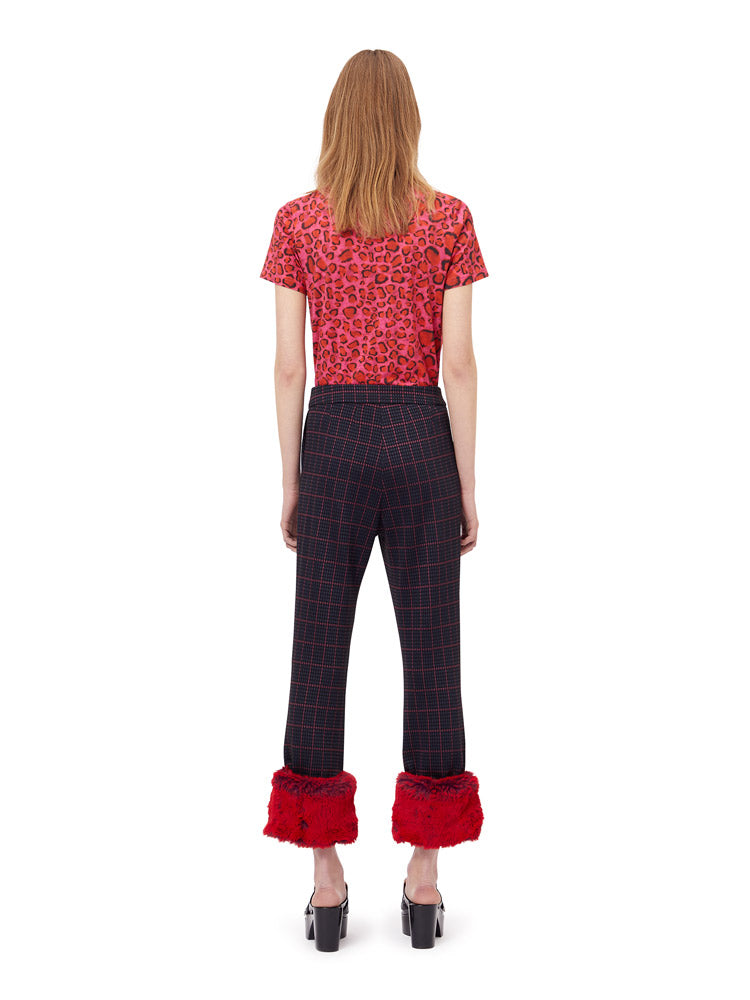 FAUX FUR TRIM 3/4 PANTS - MULTICOLOUR